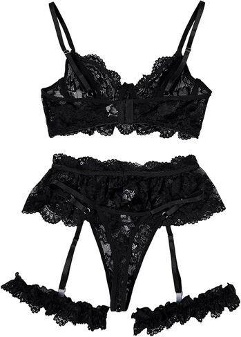 مثير الأقواس التقوقع محض Underwire الأزهار الرباط الحزام الملابس الداخلية مجموعة 4 قطعة in Kuwait