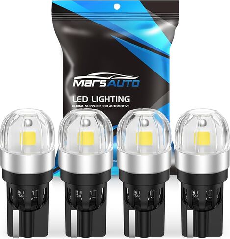 Marsauto 168 194 LED Light Bulb, T10 Light Bulbs White 6000K Super Bright 2835SMD Chip Replacement LED Bulbs for Backup Reverse Lights Car Dome Map Door Courtesy License Plate Lights (Pack of 4) in Kuwait