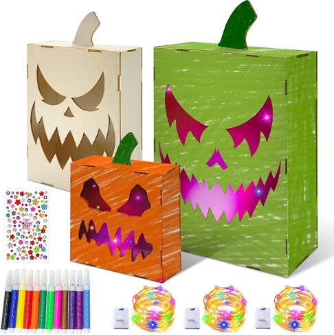 Cinrobiye Fall Halloween Craft Kit، قطع خشبية غير مكتملة من اليقطين، ديكورات طاولة اليقطين في الداخل، مجموعة أدوات يدوية خشبية للهالوين لبناء وطلاء لرف المنزل وطاولة ديكور المطبخ in Saudi Arabia