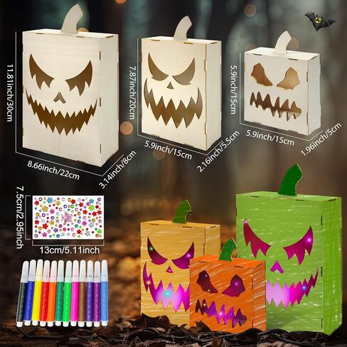 Cinrobiye Fall Halloween Craft Kit، قطع خشبية غير مكتملة من اليقطين، ديكورات طاولة اليقطين في الداخل، مجموعة أدوات يدوية خشبية للهالوين لبناء وطلاء لرف المنزل وطاولة ديكور المطبخ in Saudi Arabia