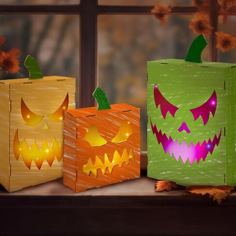 Cinrobiye Fall Halloween Craft Kit، قطع خشبية غير مكتملة من اليقطين، ديكورات طاولة اليقطين في الداخل، مجموعة أدوات يدوية خشبية للهالوين لبناء وطلاء لرف المنزل وطاولة ديكور المطبخ in Saudi Arabia