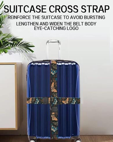 Luggage Straps for Suitcases, Adjustable Travel Belt, Durable Wide Luggage Strap, Cute Suitcase Strap Identifiers with Buckle, Bag Straps for Luggage, Black White Butterfly in Saudi Arabia