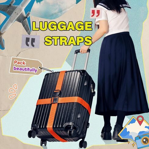 Adjustable Luggage Straps for Suitcases - 4 Pack Bright Colors, Quick-Release Buckle, Durable and Secure Luggage Strap for Travel(Iridescent) in Saudi Arabia