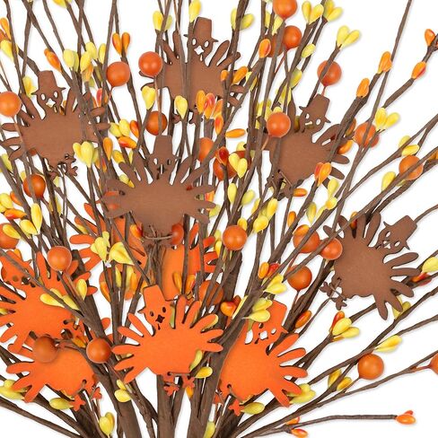 ديكورات عيد الشكر ديكور الطاولة سيقان التوت الاصطناعي، 6 عبوات عيد الشكر على شكل تركيا من اختيارات التوت البرتقالي لحشو المزهرية، لوازم هدايا الحفلات المركزية في المنزل وعيد الشكر in Kuwait