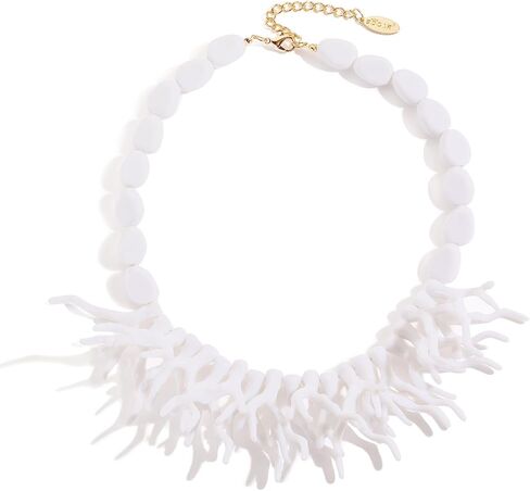 Bocar Chunky Statement Resin Coral Branch Tree Necklace Collar Beaded Pendant Jewelry Gift in Saudi Arabia