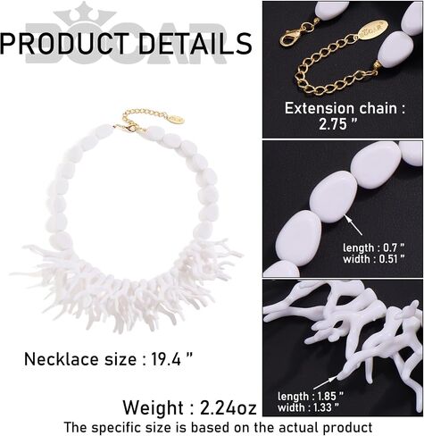 Bocar Chunky Statement Resin Coral Branch Tree Necklace Collar Beaded Pendant Jewelry Gift in Saudi Arabia