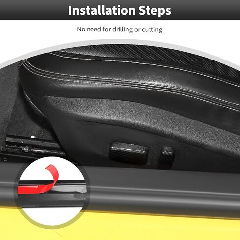 CheroCar Seat Adjusting Backrest Handle Button Switch Trim Cover Interior Decoration Accessories for 2010-2015 Chevrolet Camaro (Black) in Saudi Arabia
