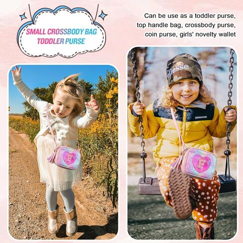 Birthday Gifts for 2 3 4 5 6 7 8 9 10 Year Old Girls, Little Girl Purse Toddler Kids Heart Purse Small Crossbody Bag with Tassel, Cute Personalized Initial Purse Gifts for Teens Daughter Sister(E) in Kuwait