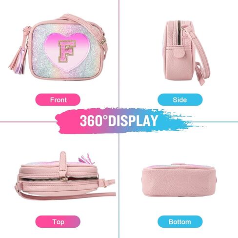 Birthday Gifts for 2 3 4 5 6 7 8 9 10 Year Old Girls, Little Girl Purse Toddler Kids Heart Purse Small Crossbody Bag with Tassel, Cute Personalized Initial Purse Gifts for Teens Daughter Sister(E) in Kuwait