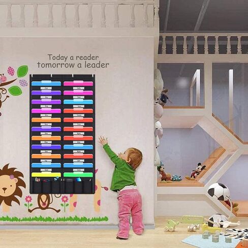 Hanging File Holder Organizer Rack, 20+6 Pocket File Folder, Wall Mounted, Heavy Duty 4 Hooks, Storage Mail, Letter, Key Holder, Document, Filing, Book, Decorative Living Room, Classroom Organization in Saudi Arabia