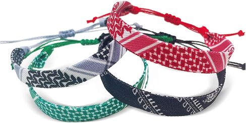 Long tiantian Keffiyeh Bracelet Palestine USA Bracelet Country Flag Bracelet Tibetan Wrist Wrap Bracelet Boho Rope Bracelet Boho Jewelry for Women Men Trendy Stuff in Kuwait