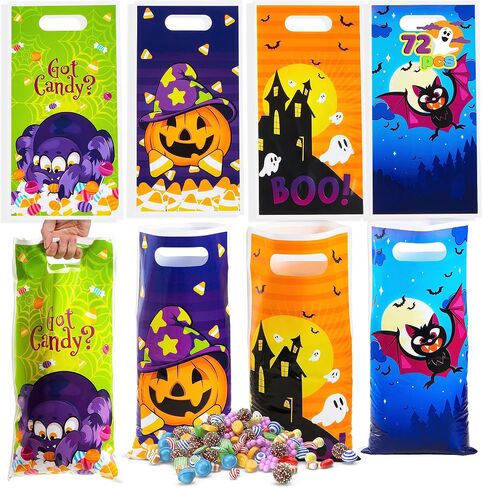 JOYIN 72 Pieces Halloween Trick Or Treat Bags in 4 Designs for Trick-or-Treating, Halloween Party Favors, Event Party Supplies, Halloween Goodie Candy Bags in Saudi Arabia