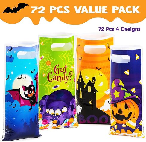 JOYIN 72 Pieces Halloween Trick Or Treat Bags in 4 Designs for Trick-or-Treating, Halloween Party Favors, Event Party Supplies, Halloween Goodie Candy Bags in Saudi Arabia