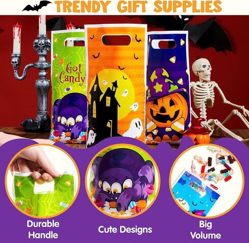 JOYIN 72 Pieces Halloween Trick Or Treat Bags in 4 Designs for Trick-or-Treating, Halloween Party Favors, Event Party Supplies, Halloween Goodie Candy Bags in Saudi Arabia