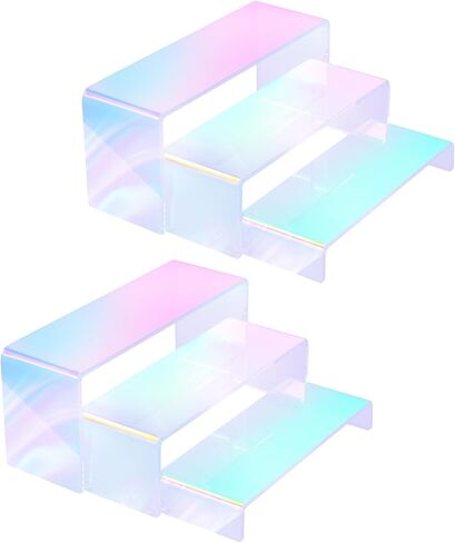 Acrylic Display Risers, 6pcs Clear Display Stand Rectangular Stands Showcase Collectibles Display Shelf for Dessert Cupcake Figures Jewelry Perfume(Clear-6pcs) in Saudi Arabia