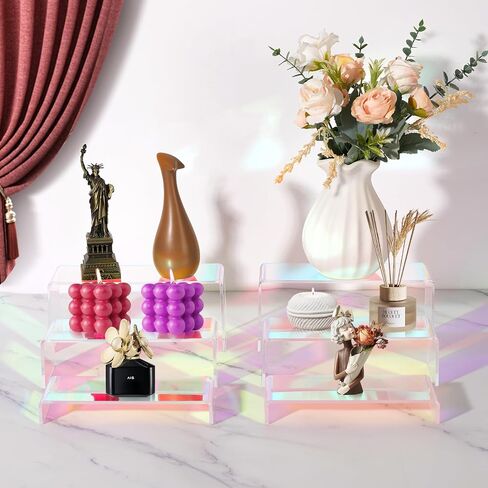 Acrylic Display Risers, 6pcs Clear Display Stand Rectangular Stands Showcase Collectibles Display Shelf for Dessert Cupcake Figures Jewelry Perfume(Clear-6pcs) in Saudi Arabia