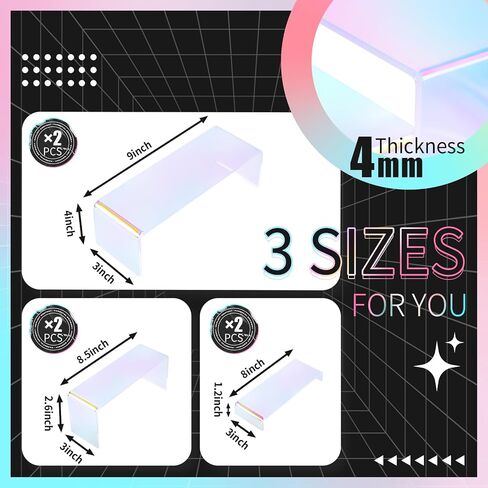 Acrylic Display Risers, 6pcs Clear Display Stand Rectangular Stands Showcase Collectibles Display Shelf for Dessert Cupcake Figures Jewelry Perfume(Clear-6pcs) in Saudi Arabia