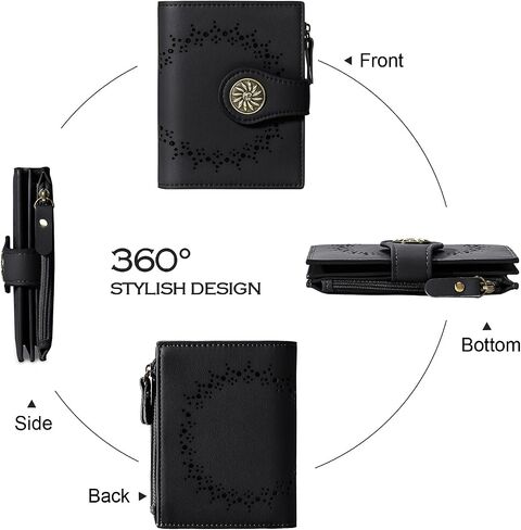Small Wallets Woman Leather Bifold RFID Blocking Card Holder Wallet with Zipper Coin Pocket in Kuwait