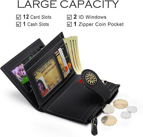 Small Wallets Woman Leather Bifold RFID Blocking Card Holder Wallet with Zipper Coin Pocket in Kuwait