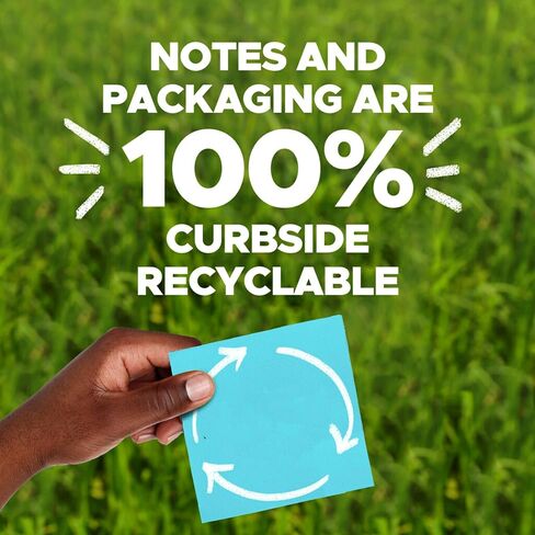 Post-it 100% Recycled Paper Super Sticky Notes, 2X The Sticking Power, 4x4 in, Lined, 3 Pads, 70 Sheets/Pad, Wanderlust Pastels Collection (675R-3SSNRP) in Saudi Arabia