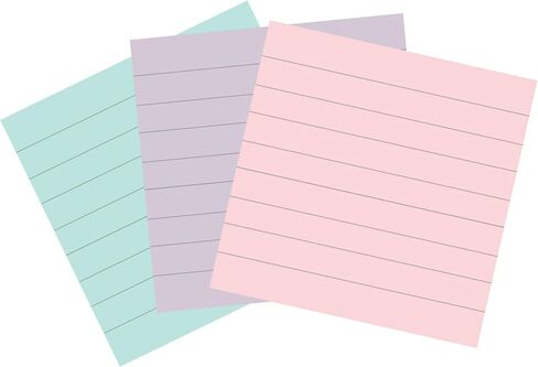 Post-it 100% Recycled Paper Super Sticky Notes, 2X The Sticking Power, 4x4 in, Lined, 3 Pads, 70 Sheets/Pad, Wanderlust Pastels Collection (675R-3SSNRP) in Saudi Arabia