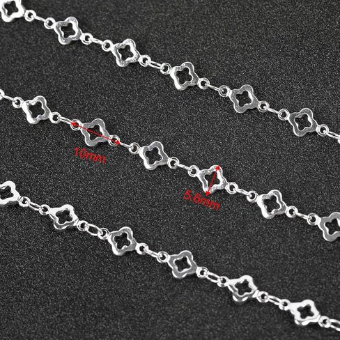 YOUBEIYEE 4 Yard Silver Plated Brass Chain for Jewelry Making Hollow Four Leaf Clover Necklace Bracelet for Women Jewelry Making Chains Bulk in Kuwait