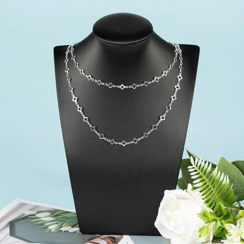 YOUBEIYEE 4 Yard Silver Plated Brass Chain for Jewelry Making Hollow Four Leaf Clover Necklace Bracelet for Women Jewelry Making Chains Bulk in Kuwait
