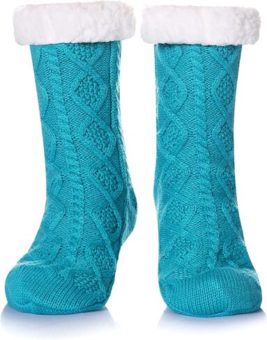 SeeyAN Slipper Fuzzy Socks For Womens Warm Winter Thick Fleece Lined Thermal Fluffy Non Slip Cozy Cabin Soft Socks With Grips in Saudi Arabia