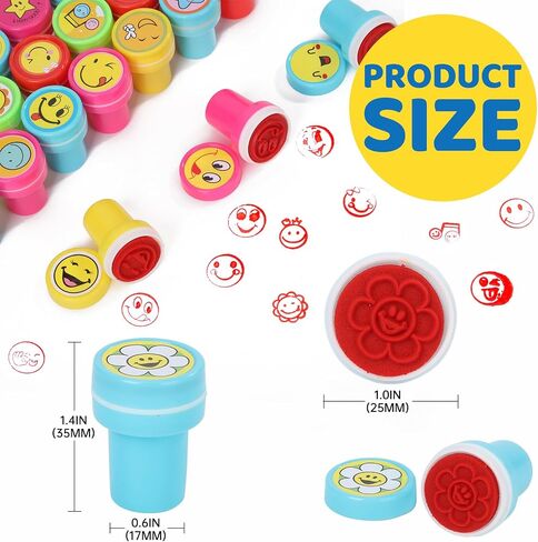Assorted Stamps for Kids, Self Inking Stamps with Designs, Toddler Stamps for Education, Kids Stamps for Holiday, Birthday Gift, Party Favor, Carnival Prizes (60 Smiley Face) in Saudi Arabia