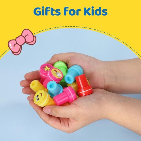 Assorted Stamps for Kids, Self Inking Stamps with Designs, Toddler Stamps for Education, Kids Stamps for Holiday, Birthday Gift, Party Favor, Carnival Prizes (60 Smiley Face) in Saudi Arabia