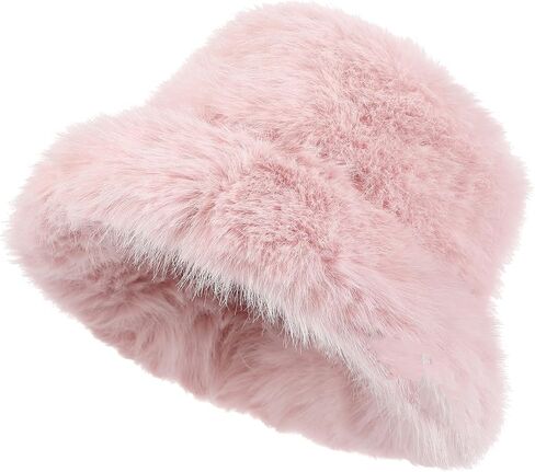 Fuzzy Bucket Hat for Women Fluffy Faux Fur Warm Luxurious Winter Bucket Hat Fisherman Cap in Saudi Arabia