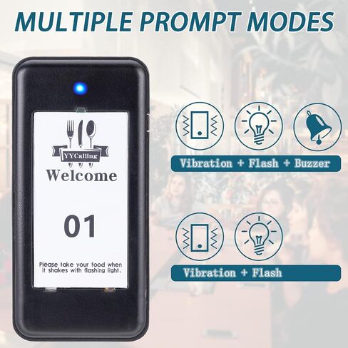 Restaurant Pager System 16 Coasters Max 98 Pager Wireless Paging Queuing Calling System350-500m with Vibration, Flashing and Buzzer for Restaurants/Hotels/Food Trucks/Cafe Shops/Clinics in Kuwait