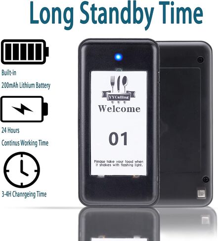 Restaurant Pager System 16 Coasters Max 98 Pager Wireless Paging Queuing Calling System350-500m with Vibration, Flashing and Buzzer for Restaurants/Hotels/Food Trucks/Cafe Shops/Clinics in Kuwait