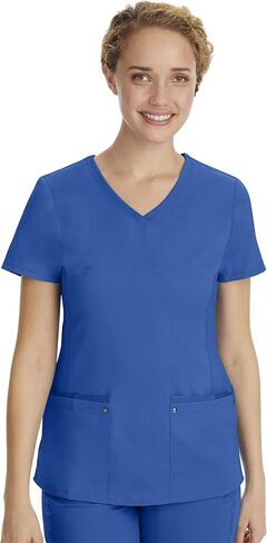 Healing Hands Scrub Set for Women Yoga Collection Juliet Top 2245 Juliet with Tara Scrub Pants 9233 with 2-Way Stretch Fabric, Royal - M Top/M Petite Pant in Kuwait