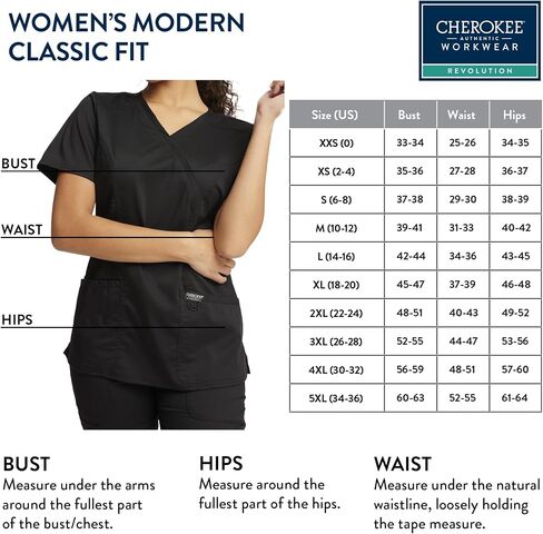 Cherokee Women's Scrub Set Mock Wrap Top with Princess Seams WW610 Mid Rise Tapered Leg Elastic Waist Drawstring Pant WW105, Black- M Top/M Pant in Saudi Arabia