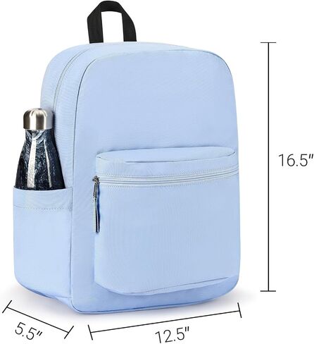 ZORFIN Basic Backpack for School Work Travel: Water Resistant Backpacks for Men and Women - Lightweight Bookbag for Girls and Boys - Blue Neon in Saudi Arabia