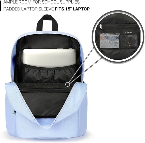 ZORFIN Basic Backpack for School Work Travel: Water Resistant Backpacks for Men and Women - Lightweight Bookbag for Girls and Boys - Blue Neon in Saudi Arabia