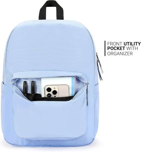 ZORFIN Basic Backpack for School Work Travel: Water Resistant Backpacks for Men and Women - Lightweight Bookbag for Girls and Boys - Blue Neon in Saudi Arabia