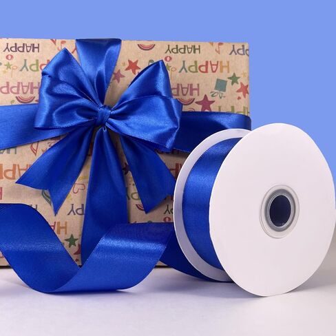 UOUYOO 1 1/2 بوصة شريط ساتان أزرق ملكي 50 ياردة أشرطة قماشية لفة لتغليف الهدايا باقة الزهور باقة أقواس باقة الزفاف ودعوات الزفاف in Kuwait