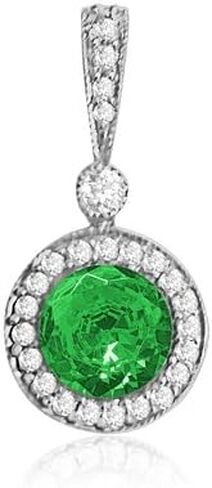 0.75 Ct Round Diamond Pendant Necklace w Milgrain 14K White Gold 1/2 Ct Center in Saudi Arabia