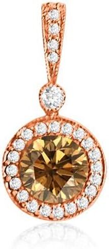 0.75 Ct Round Diamond Pendant Necklace w Milgrain 14K White Gold 1/2 Ct Center in Saudi Arabia