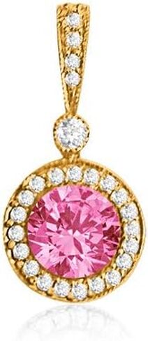 0.75 Ct Round Diamond Pendant Necklace w Milgrain 14K White Gold 1/2 Ct Center in Saudi Arabia