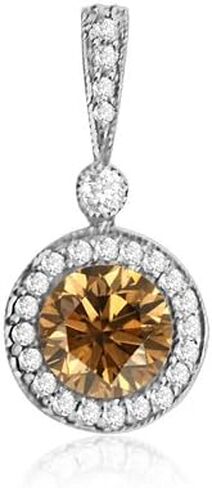 0.75 Ct Round Diamond Pendant Necklace w Milgrain 14K White Gold 1/2 Ct Center in Saudi Arabia