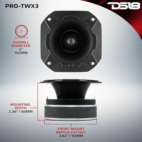 DS18 PRO-TWX1 Aluminum Super Bullet Tweeter 1", 240W Max, 4 Ohms, Built in Crossover - PRO Tweeters are The Best in The Pro Audio and Voceteo Market (2 Speakers Included) in Saudi Arabia