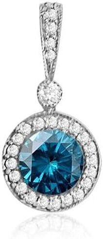 0.75 Ct Round Diamond Pendant Necklace w Milgrain 14K White Gold 1/2 Ct Center in Saudi Arabia