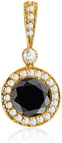 0.75 Ct Round Diamond Pendant Necklace w Milgrain 14K White Gold 1/2 Ct Center in Saudi Arabia