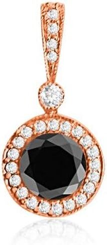 0.75 Ct Round Diamond Pendant Necklace w Milgrain 14K White Gold 1/2 Ct Center in Saudi Arabia