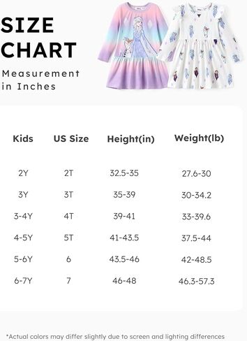 Disney Frozen Elsa Stitch Princess Minnie Mouse Toddler Girl Dresses 2 Pack Ruffle Long Sleeve Dress Set (3 Months - 6 Years) in Saudi Arabia