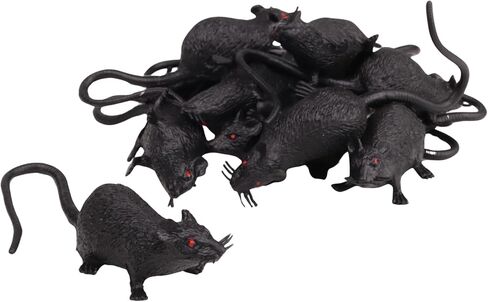 Needzo Halloween Plastic Rats, Realistic Haunted House Props, Party Accessories, 12 Pieces, 2.62 Inches in Saudi Arabia