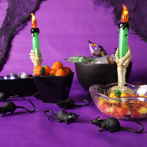 Needzo Halloween Plastic Rats, Realistic Haunted House Props, Party Accessories, 12 Pieces, 2.62 Inches in Saudi Arabia